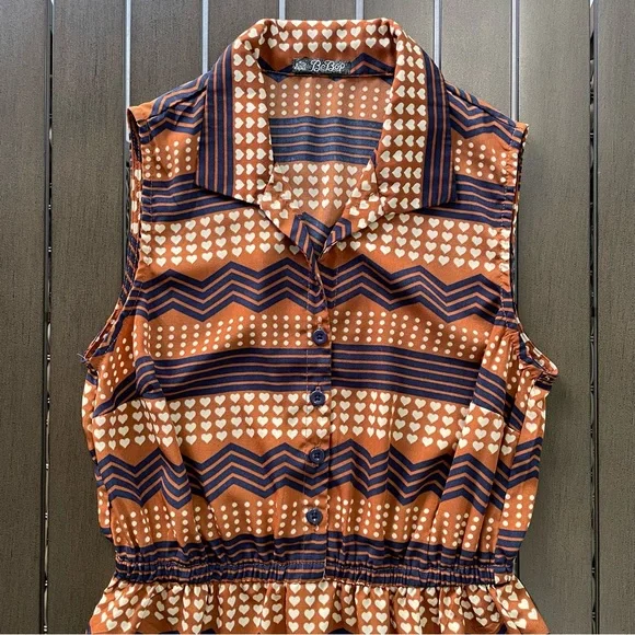 BEBOP CINCH-WAIST SLEEVELESS GEOMETRIC MINI DRESS!! - Picture 2 of 9